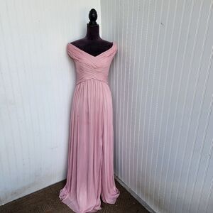 Davids Bridal Bridesmaid Gown Dress Blush Petal pink chiffon Formal size 6